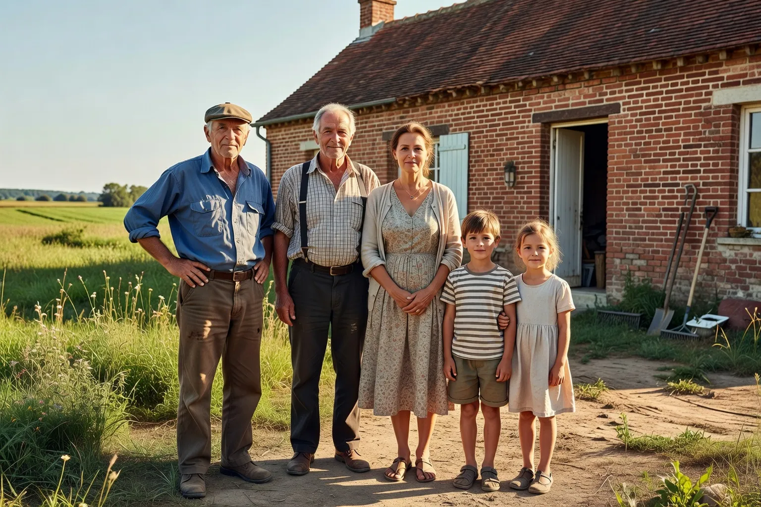 Ferme familiale en Brie avec famille d'agriculteurs